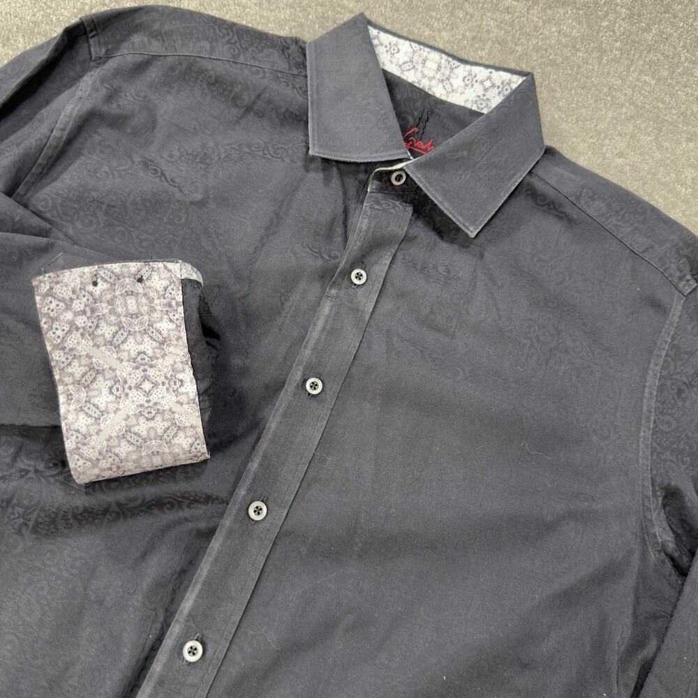 Robert‎ Graham Mens Paisley Jacquard XL Cotton Button Down Shirt Black Designer